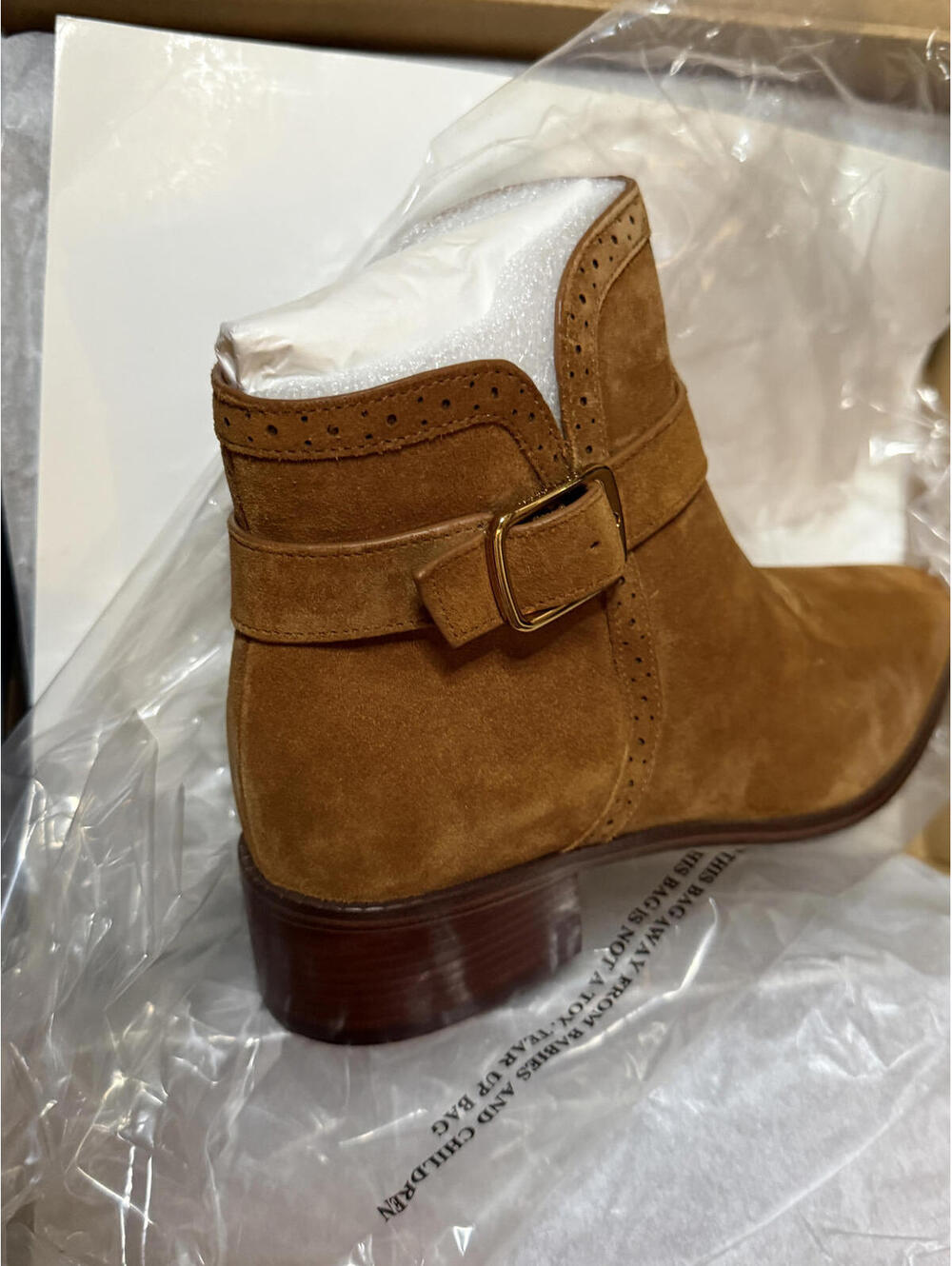 NWT! Cole Haan Norella Buckle Bootie in Tobacco Suede Size 6B - Picture 7 of 7
